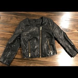 H&M Black Faux Leather Jacket Size 4